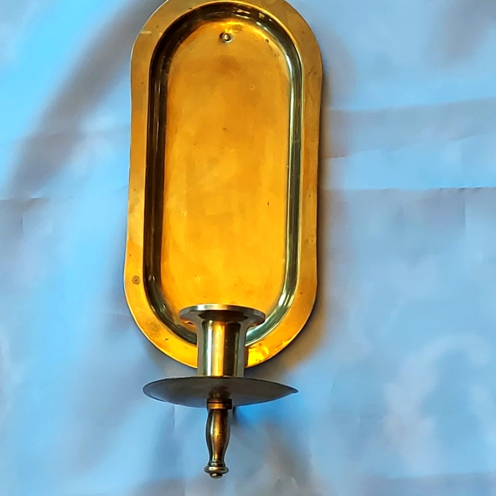Vintage brass from Hong Kong wall hanging candle holder